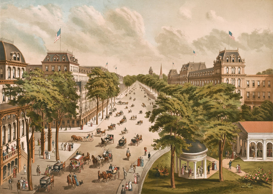 Vintage Saratoga Springs, New York Mural Wallpaper