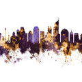 Jakarta Skyline Indonesia Purple & Gold Mural Wallpaper - pure wallpaper artwork