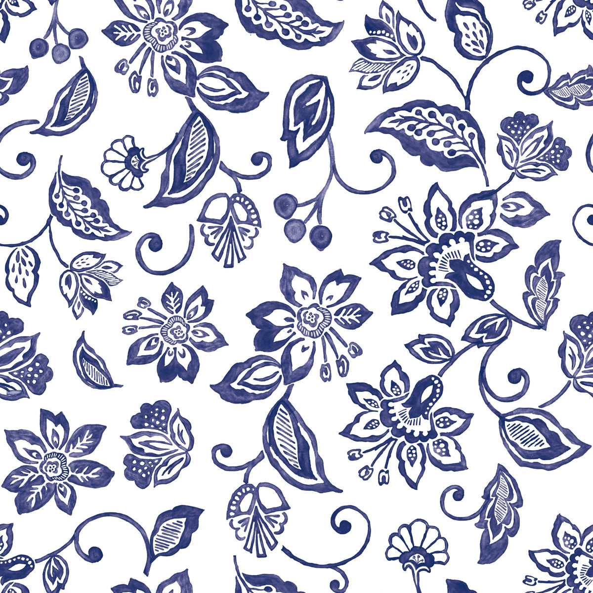 Sino Flowers White Mural Wallpaper - pure wallpaper artwork