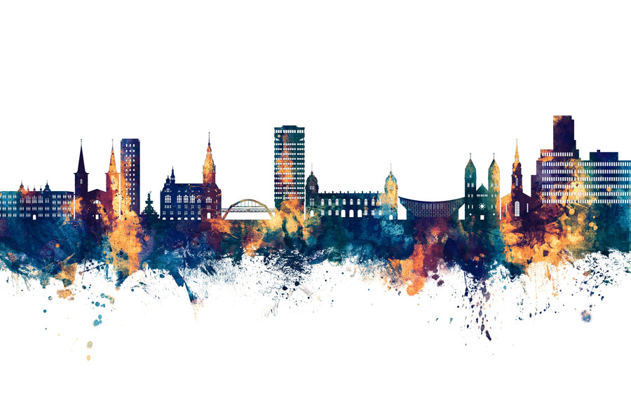 Wuppertal Germany Skyline Blue & Bronze Mural Wallpaper
