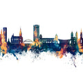 Wuppertal Germany Skyline Blue & Bronze Mural Wallpaper - pure wallpaper artwork
