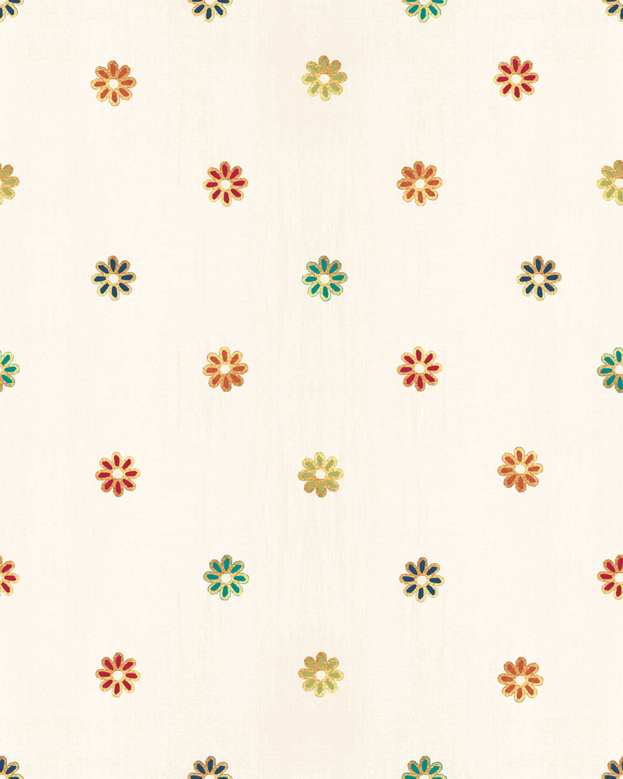 Folk Flowers Mural Wallpaper