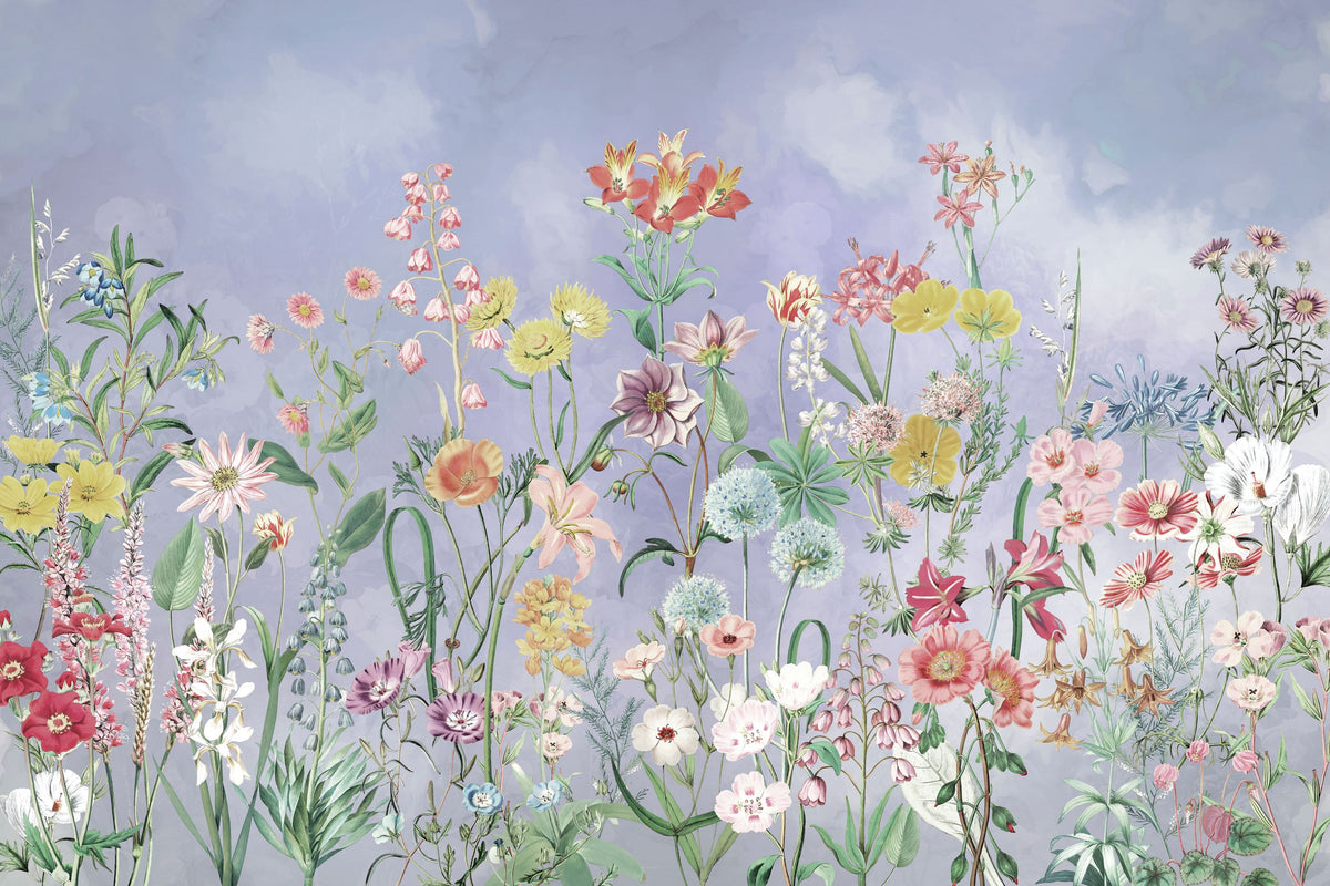 Summer Meadow Mural Wallpaper - Neutral Tone - pure wallpaper artwork