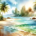 Sunlit Tropical Beach Mural Wallpaper - pure wallpaper artwork