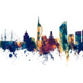 Portsmouth England Skyline Blue & Bronze Mural Wallpaper - pure wallpaper artwork
