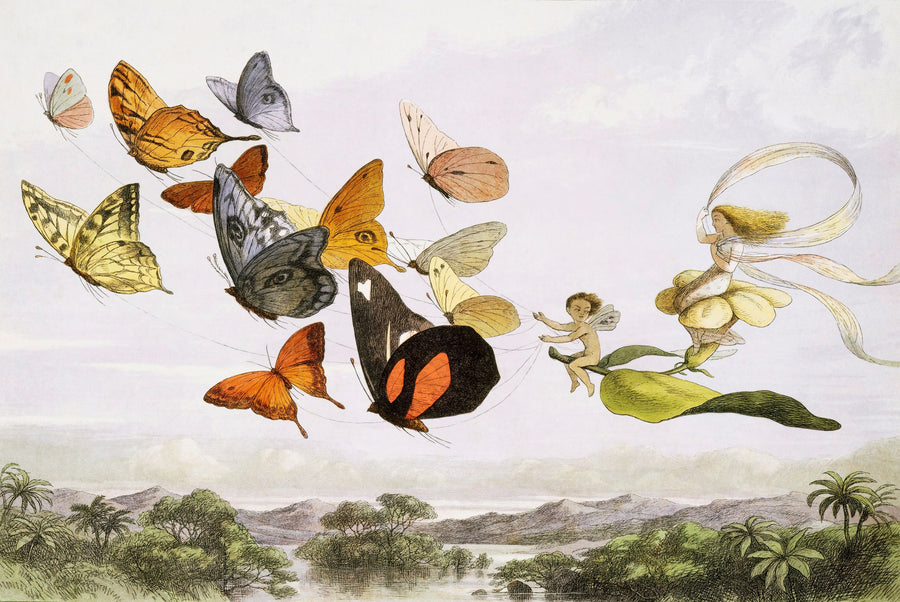 The Fairy Queen Takes an Airy Drive in a Light Carriage Mural Wallpaper
