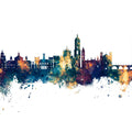 Valladolid Spain Skyline Blue & Bronze Mural Wallpaper - pure wallpaper artwork