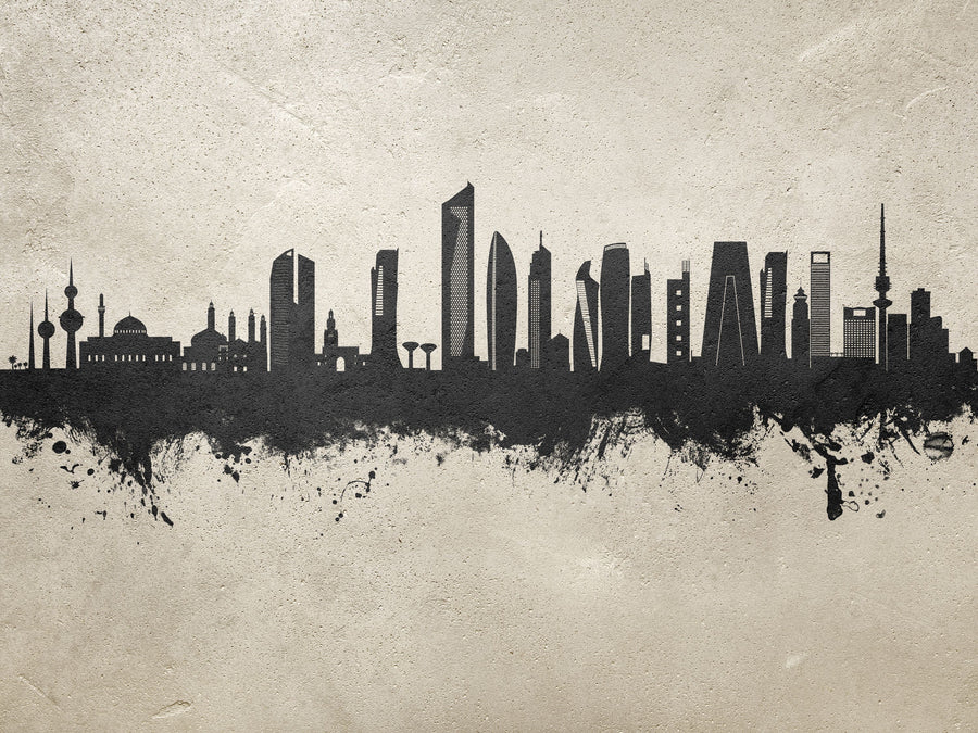 Kuwait City Skyline Concrete Mural Wallpaper