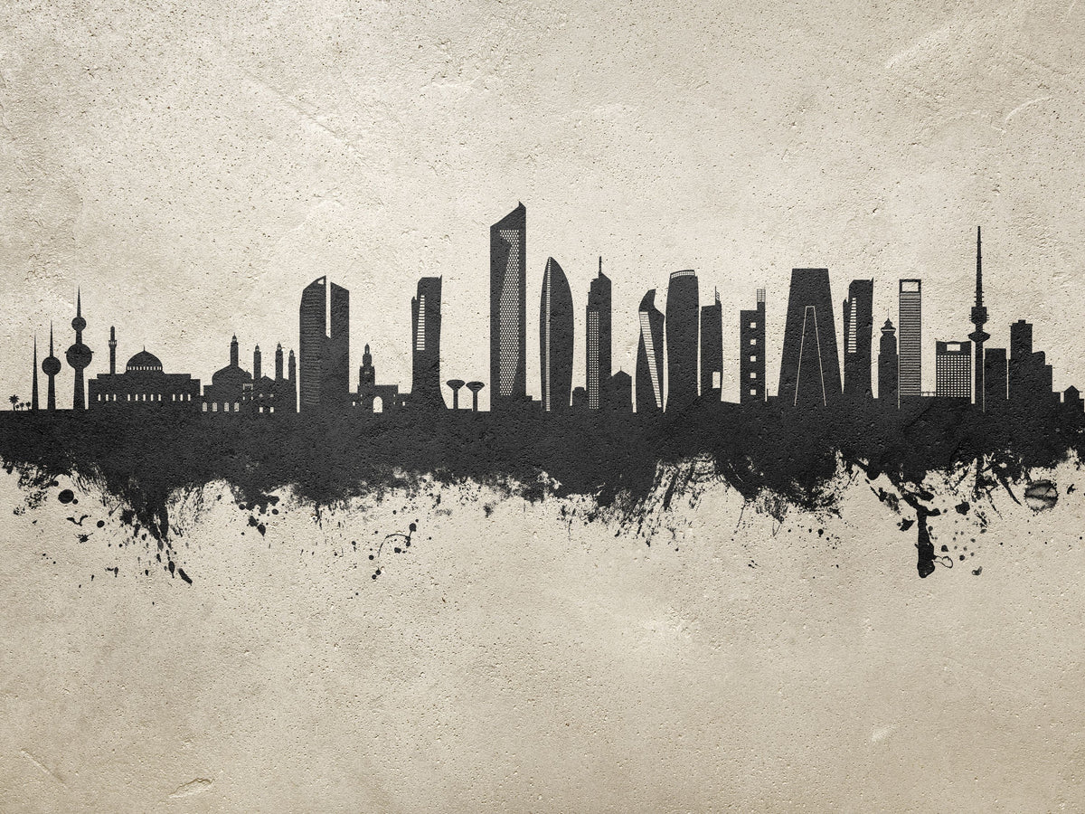 Kuwait City Skyline Concrete Mural Wallpaper - pure wallpaper artwork