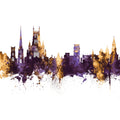 Worcester England Skyline Purple & Gold Mural Wallpaper - pure wallpaper artwork