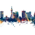 Kinshasa Skyline Blue & Bronze Mural Wallpaper - pure wallpaper artwork