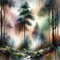 Mysterious Forest Enveloped in Thick Fog Mural Wallpaper - pure wallpaper artwork