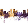Fort Worth Texas Skyline Purple & Gold Mural Wallpaper - pure wallpaper artwork