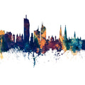 Vienna Austria Skyline Blue & Bronze Mural Wallpaper - pure wallpaper artwork