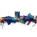Telford England Skyline Blue & Bronze Mural Wallpaper - pure wallpaper artwork