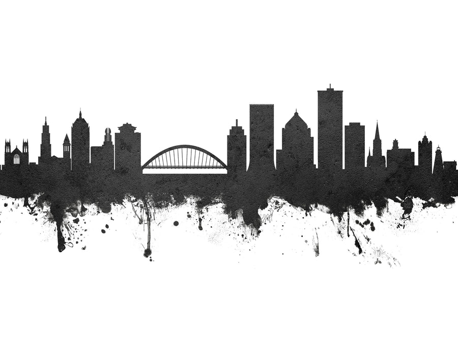 Rochester New York Skyline Black & White Mural Wallpaper