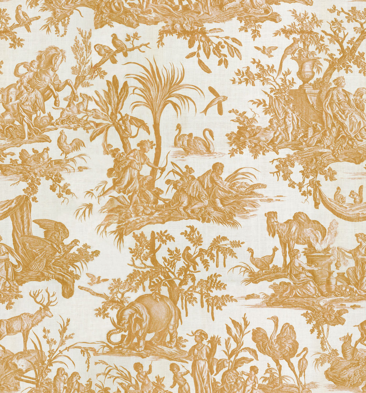 Patinated Linen Toile De Jouy, Sunflower Mural Wallpaper - pure wallpaper artwork