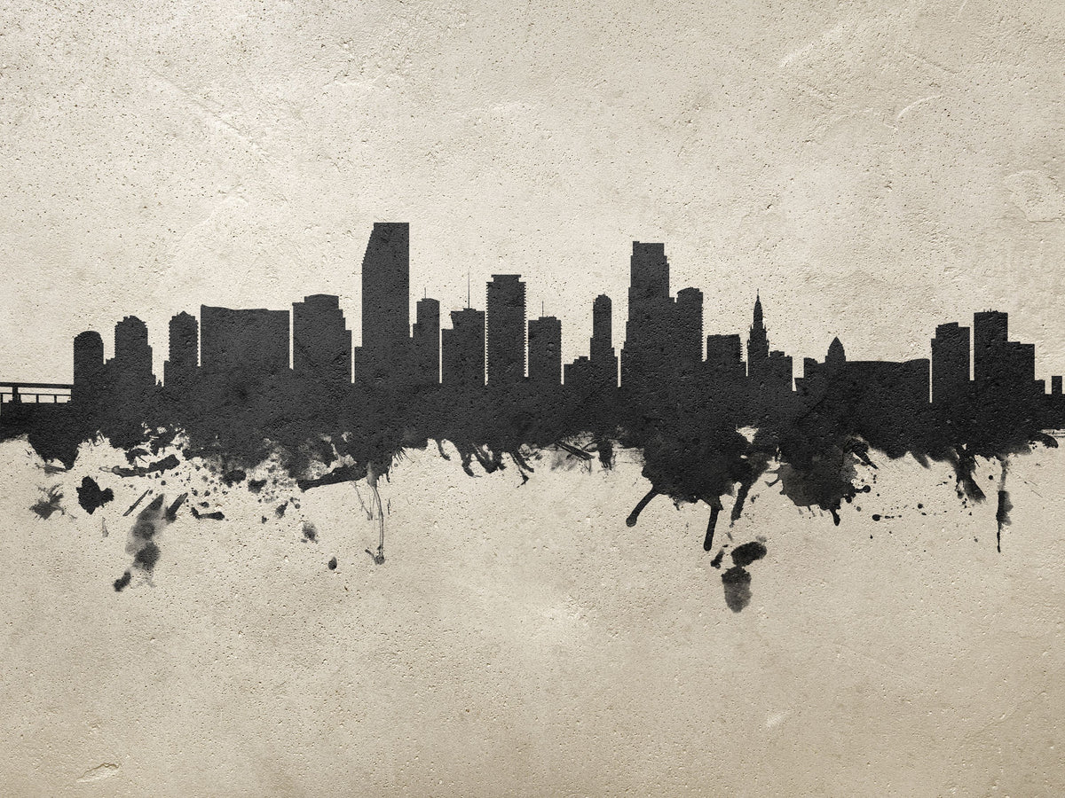 Miami Florida Skyline Concrete Mural Wallpaper - pure wallpaper artwork
