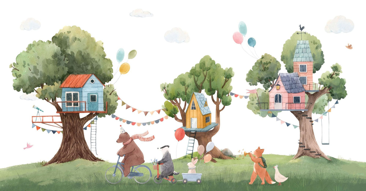 Treehouse Carnival Mural Wallpaper - pure wallpaper artwork