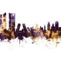 Madrid Skyline Purple & Gold Mural Wallpaper - pure wallpaper artwork