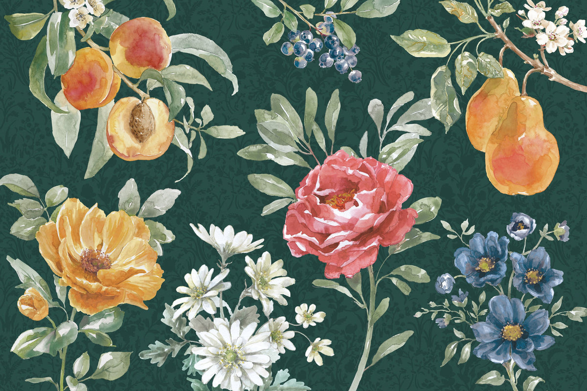 Floral Solitude Green Mural Wallpaper - pure wallpaper artwork