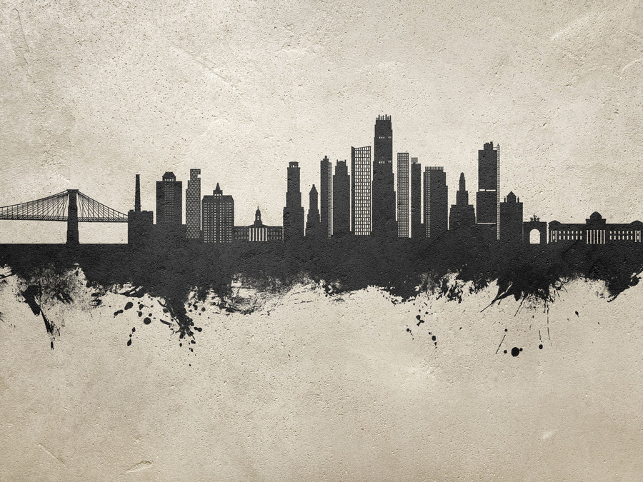 Brooklyn New York Skyline Concrete Mural Wallpaper