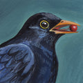 Black Bird with a Berry Mural Wallpaper - pure wallpaper artwork