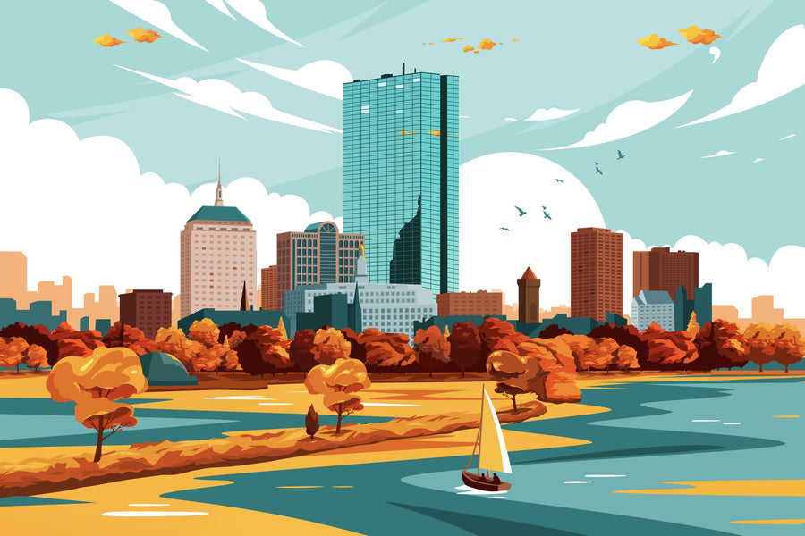 Travel Boston Mural Wallpaper