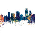 Corpus Christi Texas Skyline Blue & Bronze Mural Wallpaper - pure wallpaper artwork