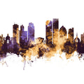 Dayton Ohio Skyline Purple & Gold Mural Wallpaper - pure wallpaper artwork