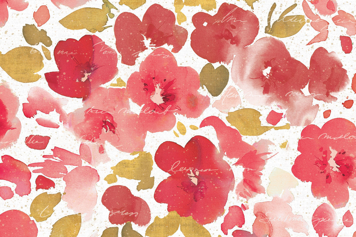 Floral Flow I Red Gold Mural Wallpaper - pure wallpaper artwork