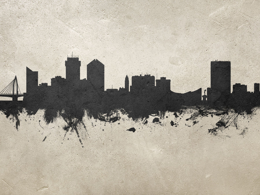 Wichita Kansas Skyline Concrete Mural Wallpaper