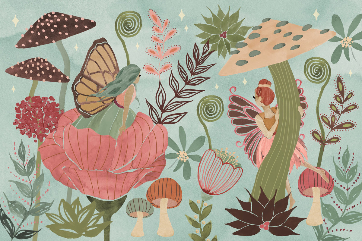 Floralscape Fairies I Mural Wallpaper - pure wallpaper artwork