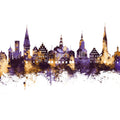 Lüneburg Germany Skyline Purple & Gold Mural Wallpaper - pure wallpaper artwork