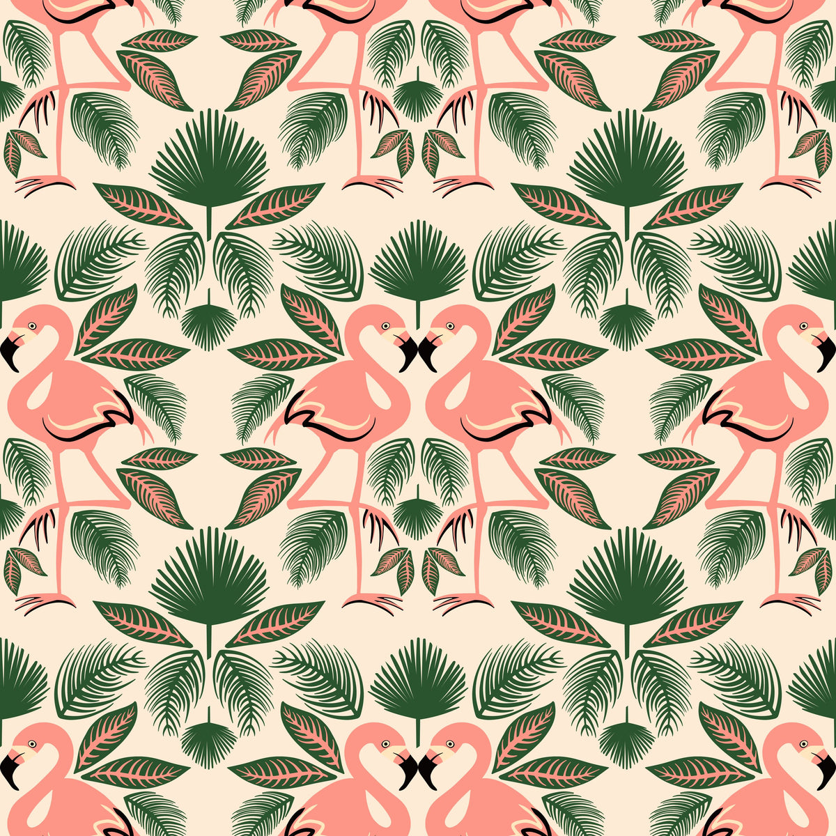 Flamingo Friends Mural Wallpaper - Warm Tone - pure wallpaper artwork