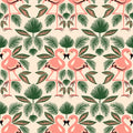 Flamingo Friends Mural Wallpaper - Warm Tone - pure wallpaper artwork