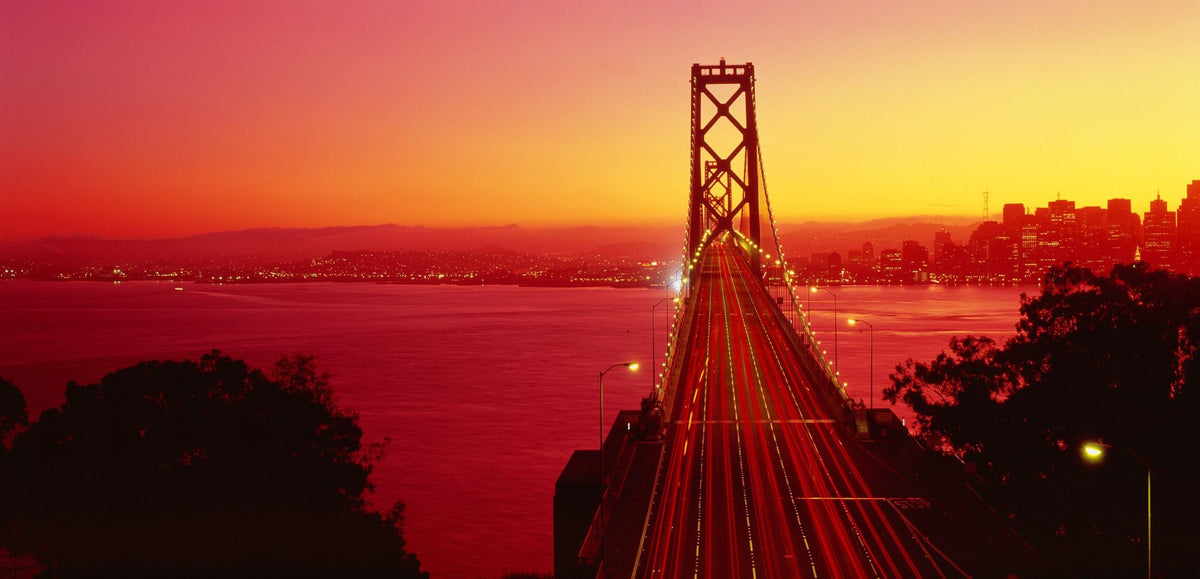 Golden Gate Twilight Mural Wallpaper - Red Tone - pure wallpaper artwork