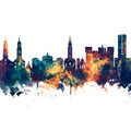 Erlangen Germany Skyline Blue & Bronze Mural Wallpaper - pure wallpaper artwork