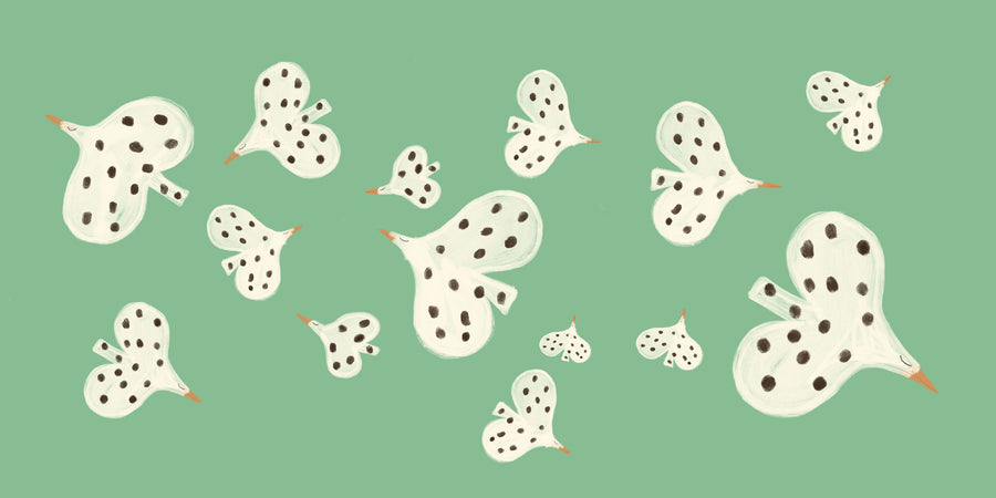 Birds Flying High, Emerald Mural Wallpaper