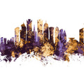 Doha Qatar Skyline Purpl & Gold Mural Wallpaper - pure wallpaper artwork