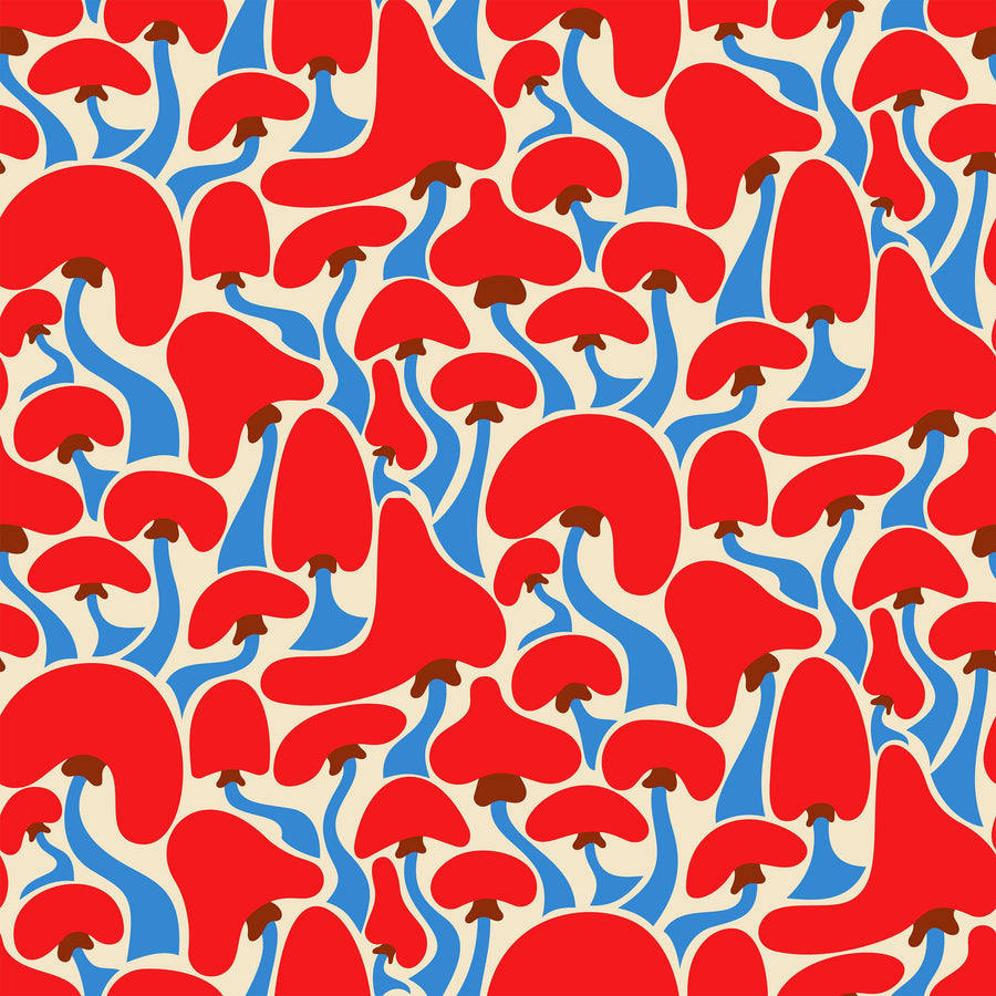 Groovy Mushrooms Pattern Mural Wallpaper