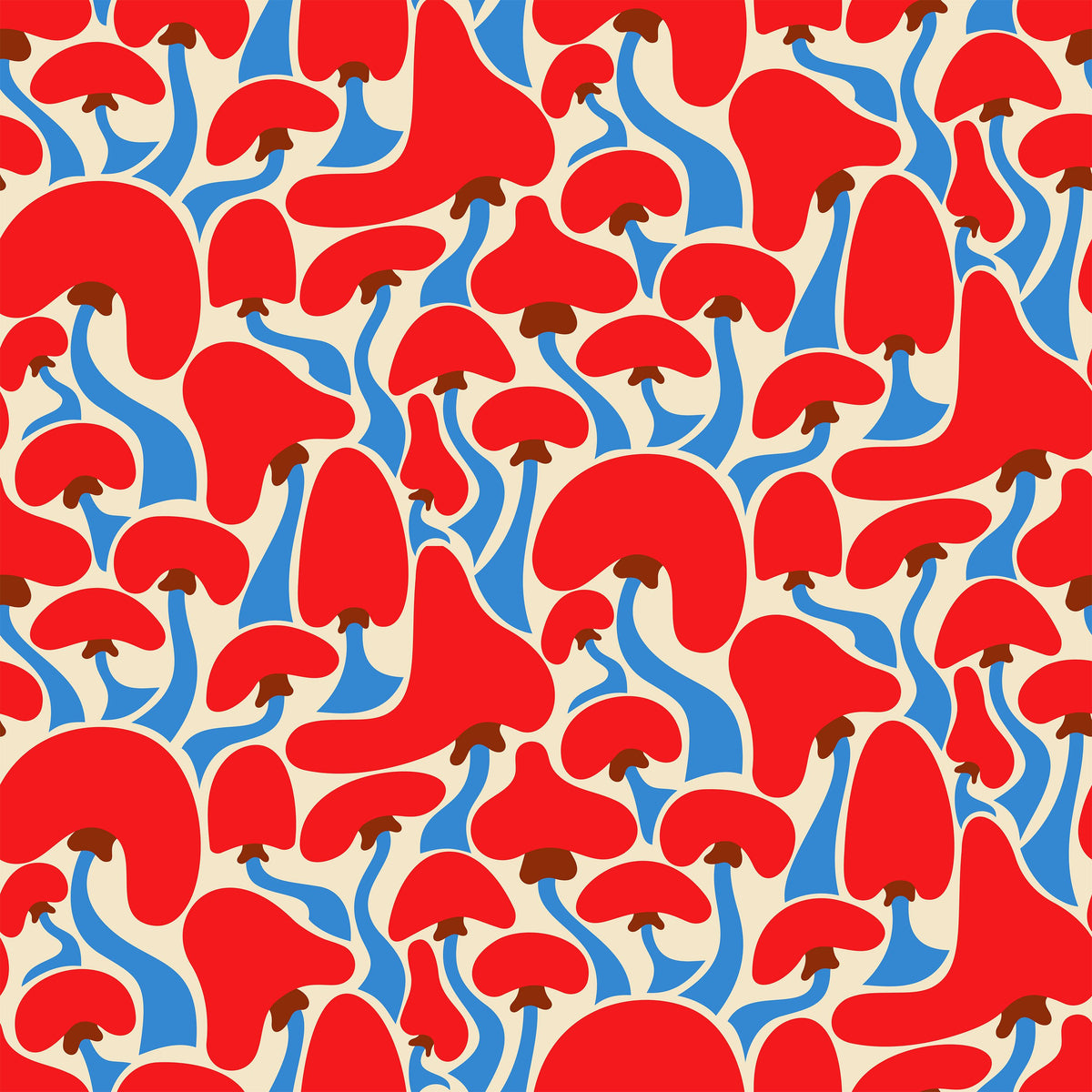Groovy Mushrooms Pattern Mural Wallpaper - pure wallpaper artwork