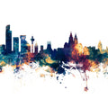 Liverpool England Skyline Blue & Bronze Mural Wallpaper - pure wallpaper artwork