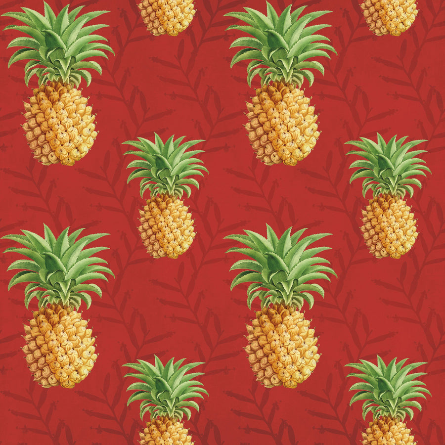 Pineapple Paradise Red Mural Wallpaper