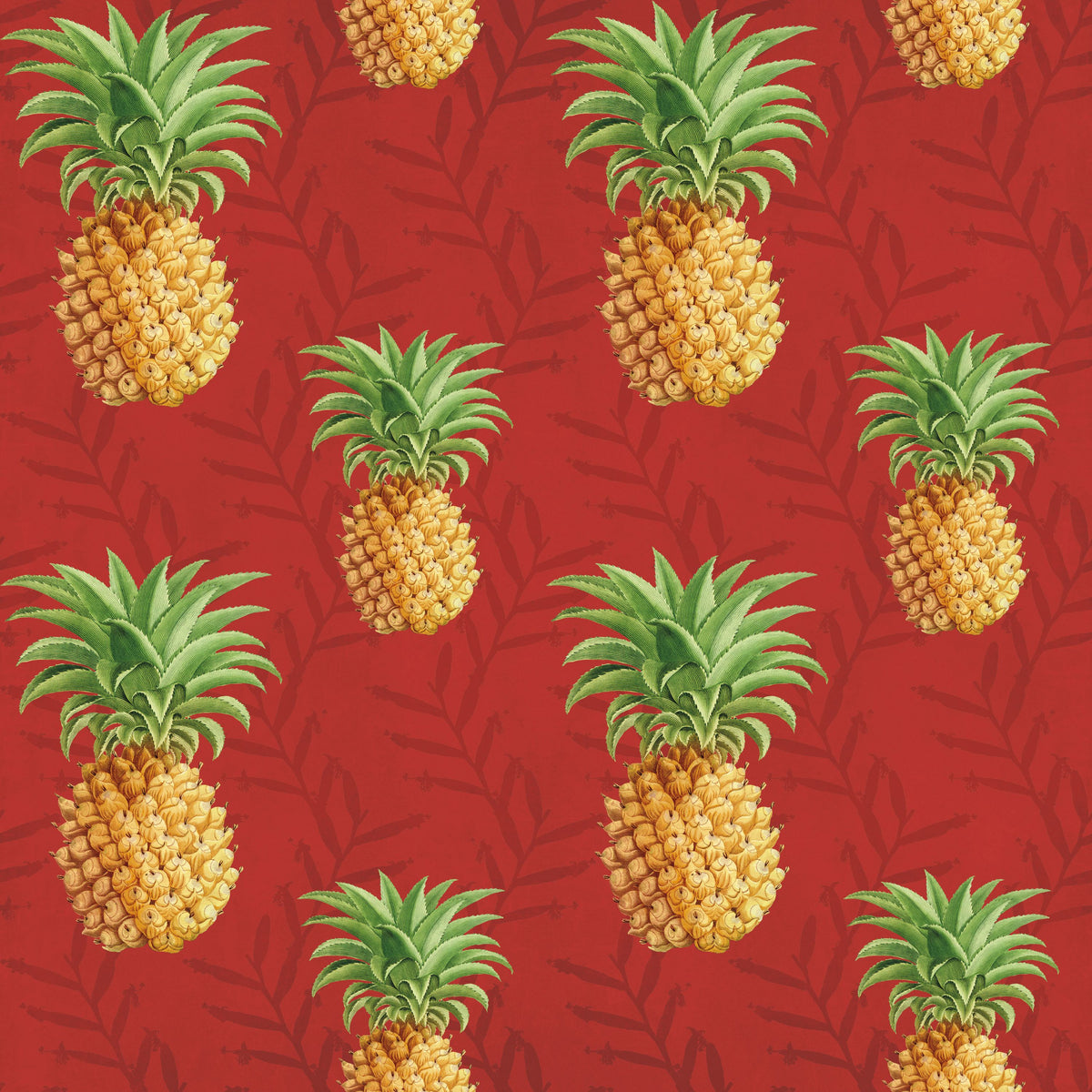 Pineapple Paradise Red Mural Wallpaper - pure wallpaper artwork