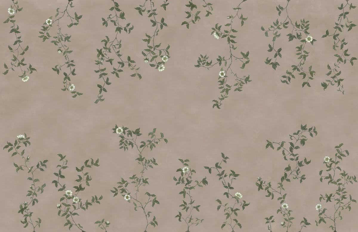 Rambling Rose, Ivory on Beige Mural Wallpaper - pure wallpaper artwork