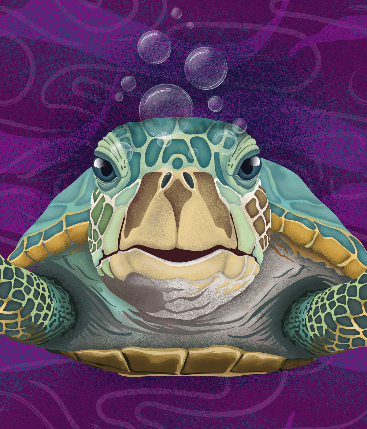 Hello Turtle, Purple Mural Wallpaper - pure wallpaper artwork