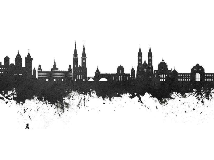 Nürnberg Germany Skyline Black & White Mural Wallpaper