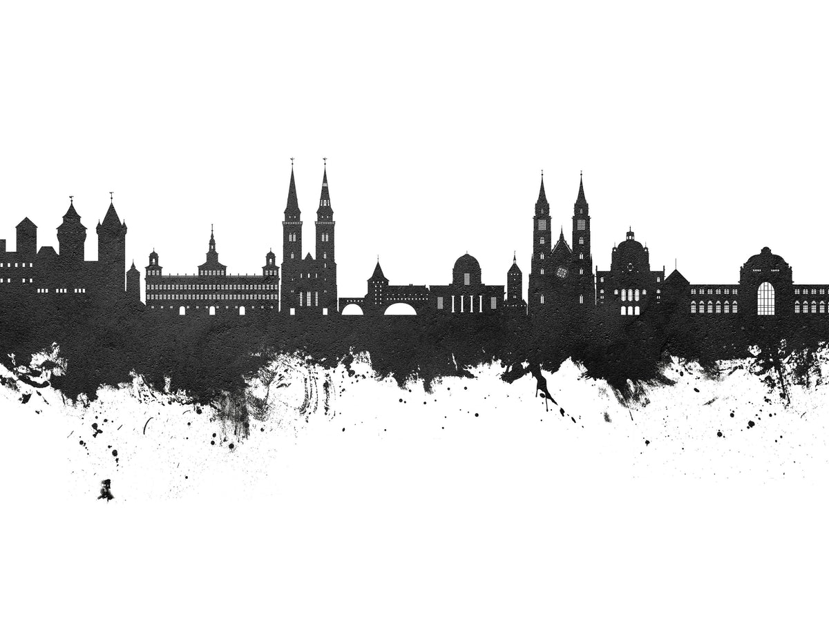 Nürnberg Germany Skyline Black & White Mural Wallpaper - pure wallpaper artwork