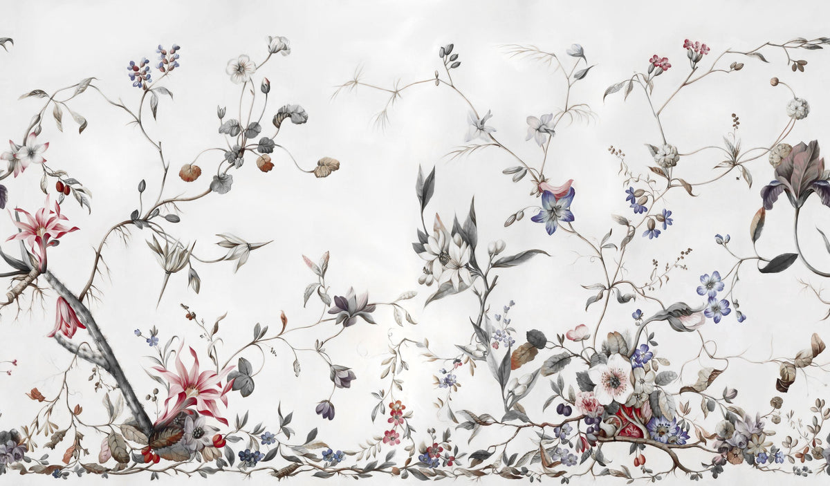 My Floral Abode, Gray Mural Wallpaper - pure wallpaper artwork